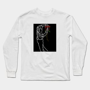 Skeleton Hand Holding Rose Long Sleeve T-Shirt